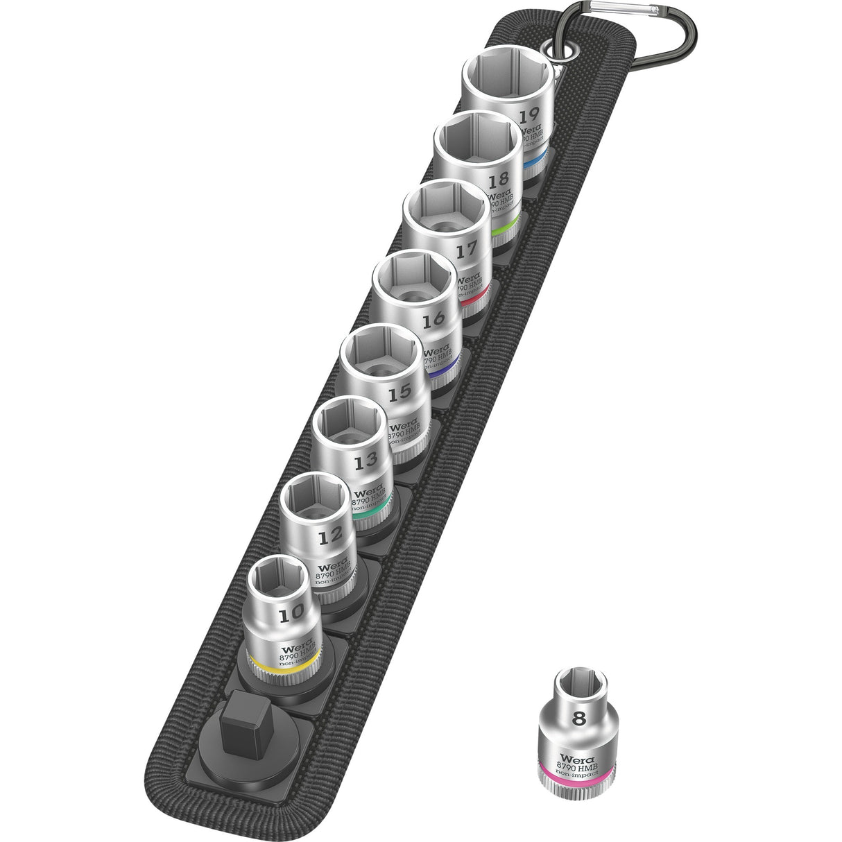 Wera Belt B 4 Jeu de douilles Zyklop Clé à douille (argent noir, 9 pièces, avec entraînement 3 8)