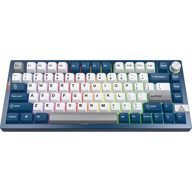 Clavier mécanique Montech mkey pro freedom rgb (bleu foncé, disposition américaine (qwerty), gateron g pro jaune, 75 %, remplaçable à chaud, rgb, double-shot pbt, usb-c | 2,4 ghz | bluetooth 5.2)