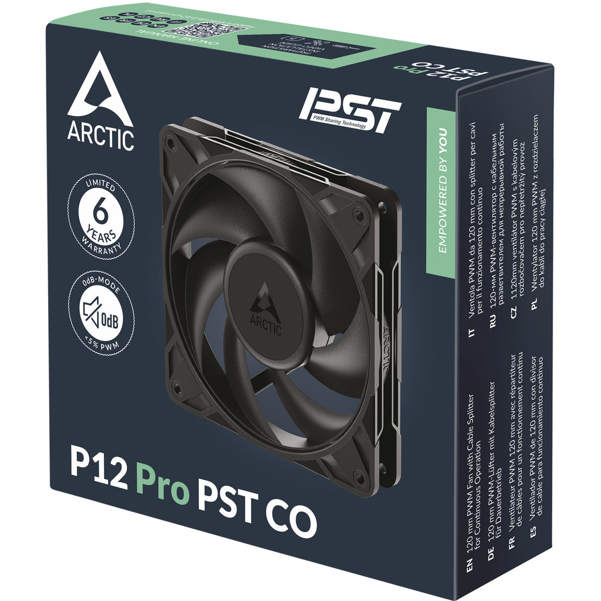 Ventilateur de boîtier Arctic p12 pro pst co (noir, 120 x 120 x 25 mm, pwm)