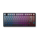 Mchose z75s montagnes dégradé flamme orange couvercle supérieur en métal clavier RVB mécanique sans fil (noir, disposition américaine (qwerty), orange flamme ttc, 75 %, RVB, hot swap, pbt gravé sur le côté, sans fil | Bluetooth | USB-C)