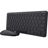 Trust Lyra ensemble clavier-souris sans fil multi-appareils pour ordinateur de bureau (noir, disposition américaine (QWERTY), commutateurs à ciseaux, 65 %, 800 - 1 600 dpi, USB 2,4 GHz, Bluetooth)