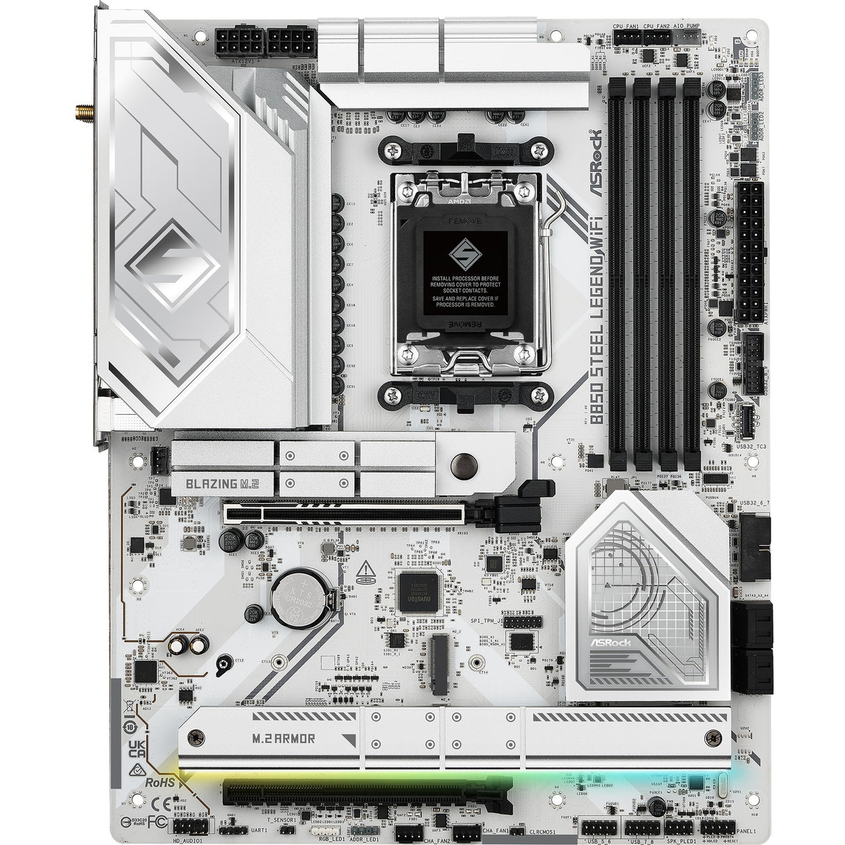 Carte mère Asrock B850 Steel Legend WiFi Socket AM5 (RAID, 2,5 Go-LAN, WiFi 7, BT, Son, ATX)