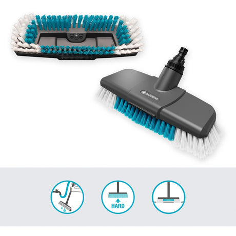 Gardena brosse à manche cleansystem brosse de lavage dure (gris turquoise, 18816-20, largeur de travail 27 cm)