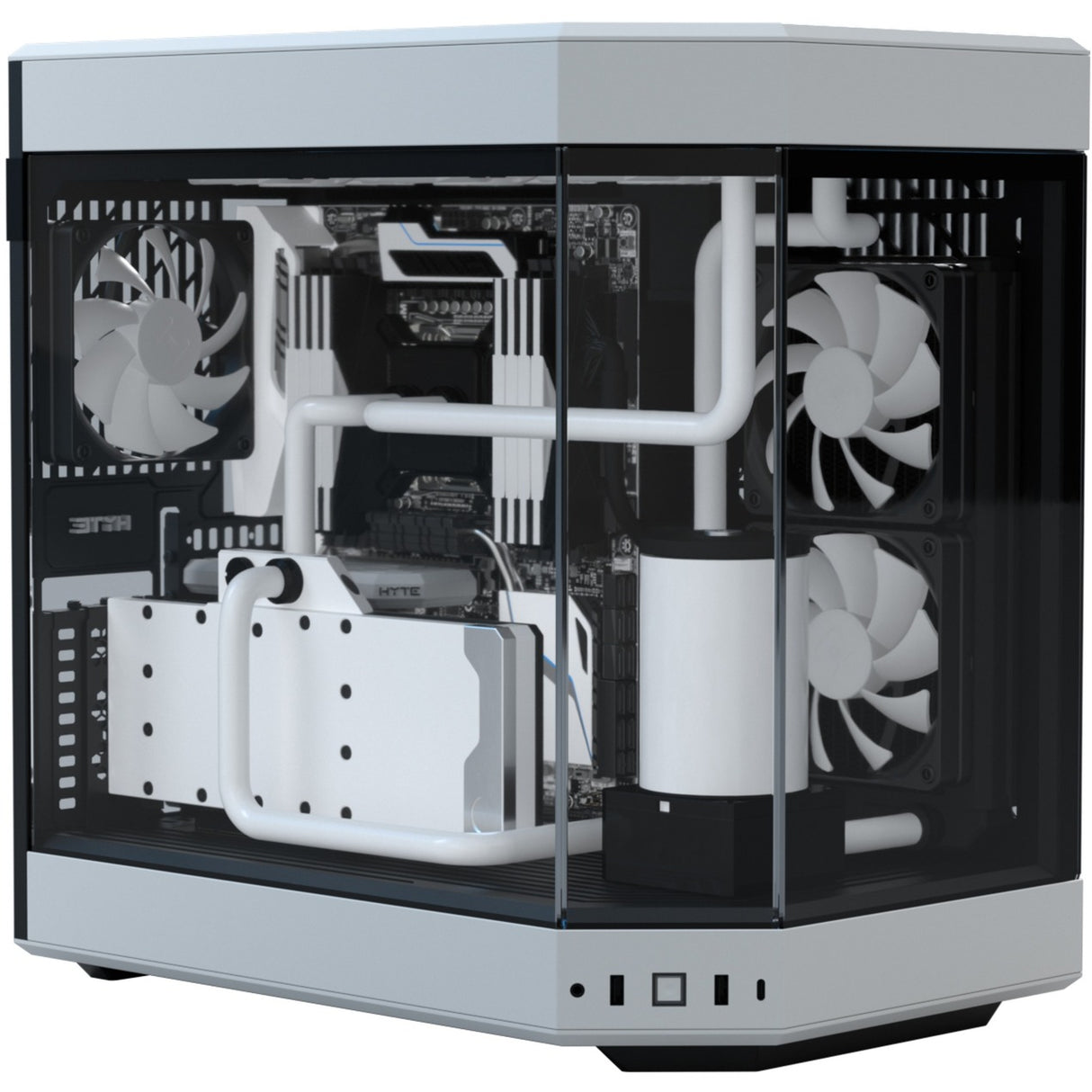 Boîtier tour midi Hyte y60 (blanc noir | 3x USB-A | verre trempé)