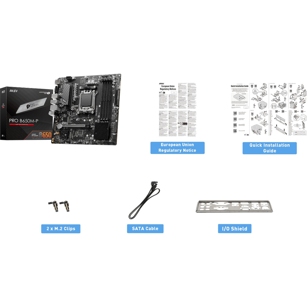 Carte mère MSI Pro B650M-P Socket AM5 (noir, RAID, 2,5 Go-LAN, son, µATX)