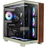 Thermaltake view 380 xl ws argb midi tower behuizing (lichtgroen houtkleur | 2x usb-a | 1x usb-c | rgb | tempered glass)