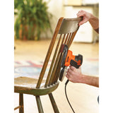 Ponceuse de détail de souris Black+decker 120 watts ponceuse delta ka2500k-qs (orange noir, accessoires et étui inclus)