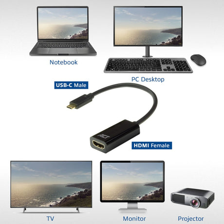 Adaptateur Act Connectivity USB-C vers HDMI femelle (noir)