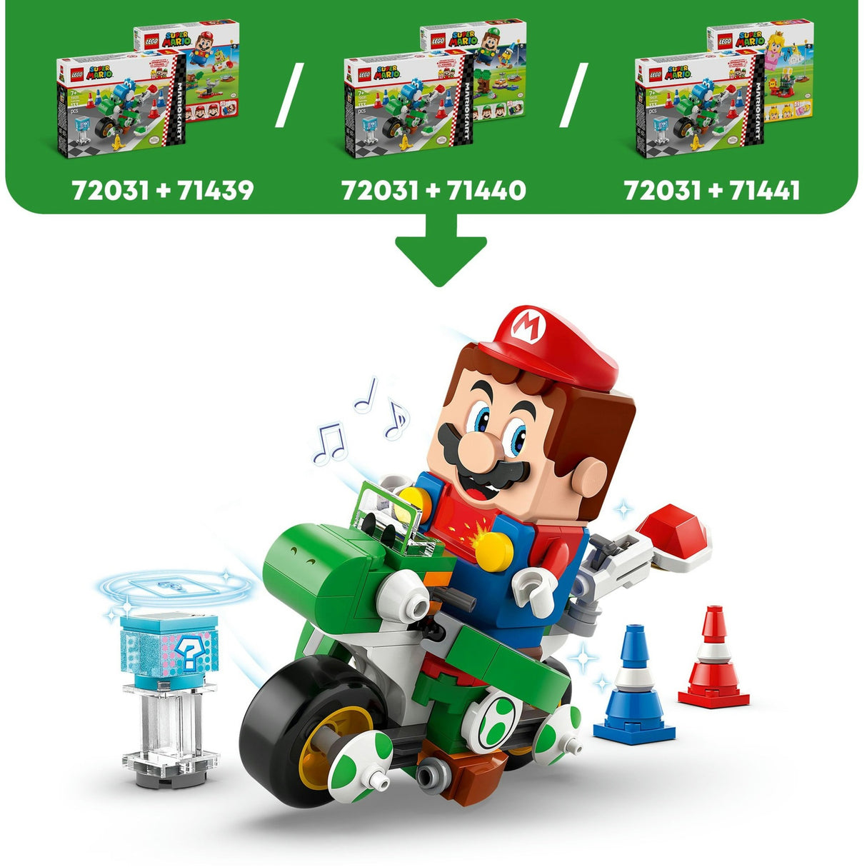 Lego super mario - mario kart - jouet de construction yoshi-crosser (72031)