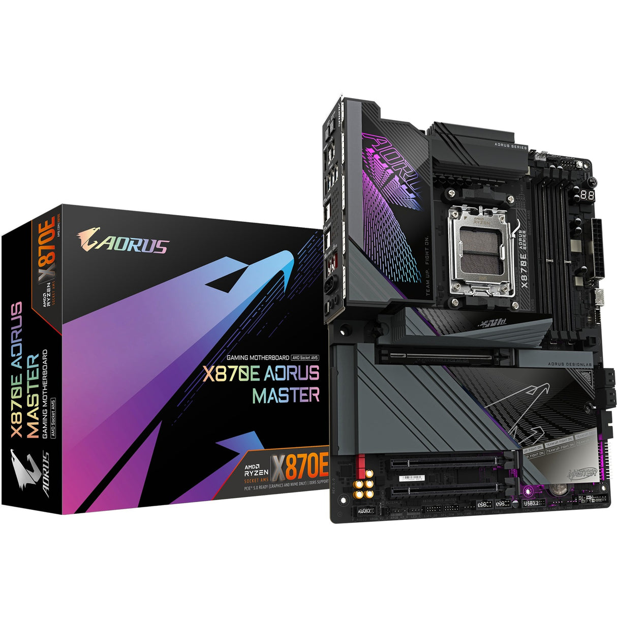 Carte mère Gigabyte x870e aorus master socket am5 (noir, raid, 5 Go LAN, Wi-Fi 7, BT, Son, ATX)