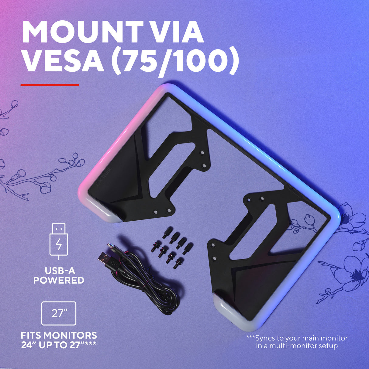 Trust gxt 907 vybz rgb-achtergrondverlichting voor monitoren (zwart)