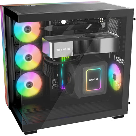 Soyez silencieux! boîtier tour midi light base 600 dx (noir | 2x USB-A | 1x USB-C | RVB | fenêtre)