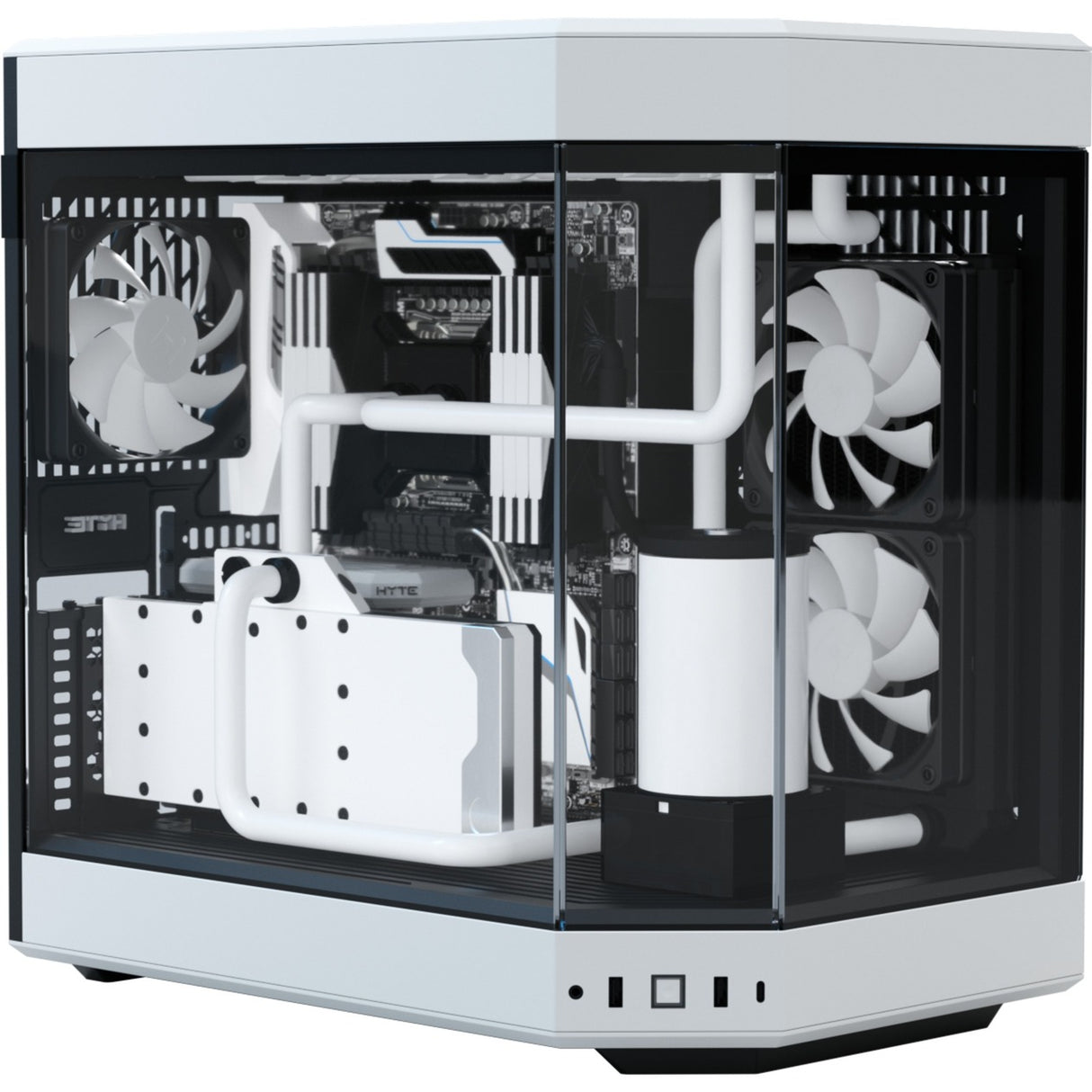 Boîtier tour midi Hyte y60 (blanc noir | 3x USB-A | verre trempé)
