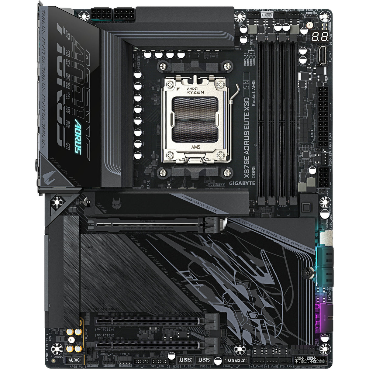 Carte mère Gigabyte x870e aorus Elite x3d socket am5 (noir, raid, 5 Go-lan, wi-fi 7, BT, son, atx)