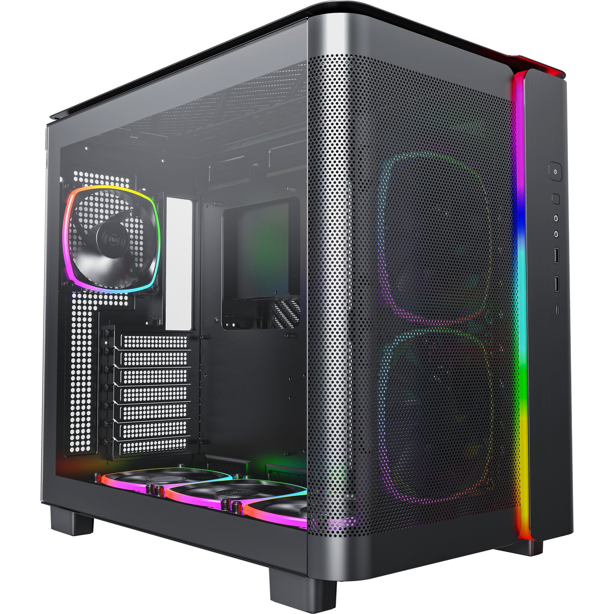 Boîtier tour midi Montech king 95 pro (noir | 2x USB-A | 1x USB-C | RGB | verre trempé)