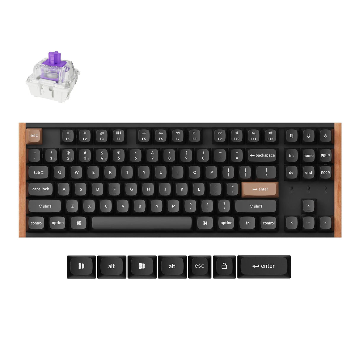 Clavier mécanique Keychron k8 he-f1 rgb (noir, disposition américaine (qwerty), nébuleuse magnétique à double rail gateron, 80 % (tkl), LED rgb, osa double-shot pbt, hot swap, usb-c | 2,4 ghz | bluetooth 5.1)