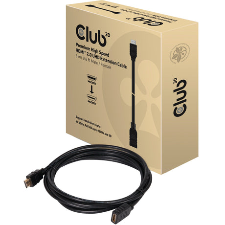 Câble d'extension HDMI 2.0 haute vitesse premium Club 3D (noir, 3 mètres, CAC-1321)