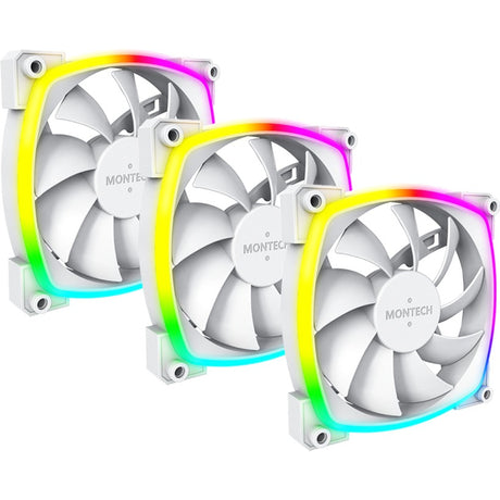 Montech ax120 fan pwm 3-pack ventilateurs de boîtier RVB (blanc, 3 pièces, 120 x 120 x 25 mm)