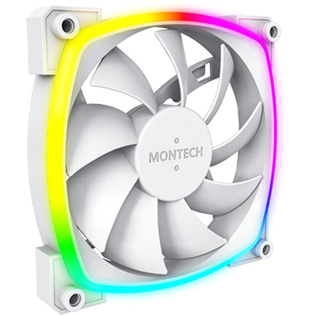 Montech ax120 fan pwm 3-pack ventilateurs de boîtier RVB (blanc, 3 pièces, 120 x 120 x 25 mm)
