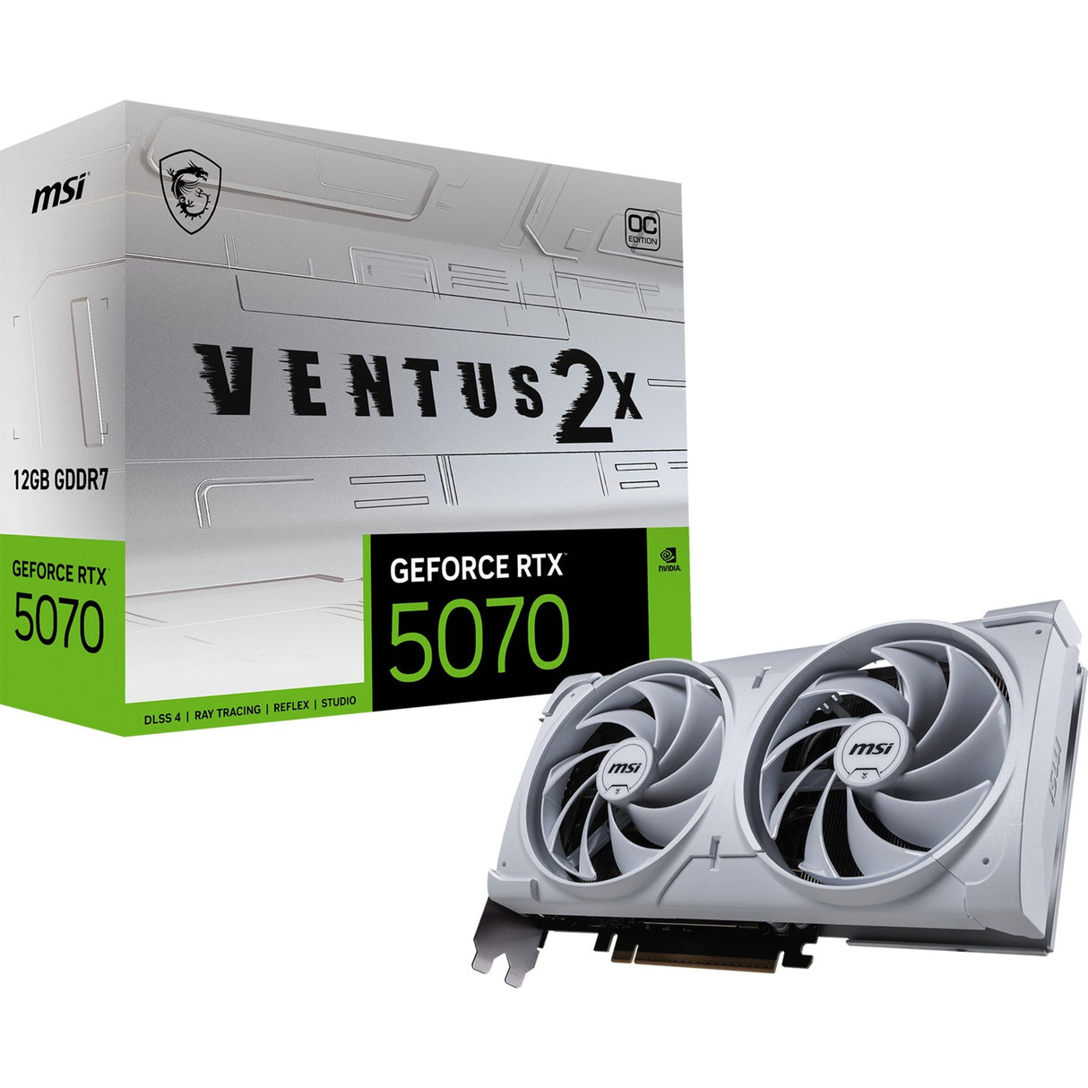 Carte graphique MSI Geforce RTX 5070 12G Ventus 2x OC White (blanc, 3x Display Port, 1x HDMI)