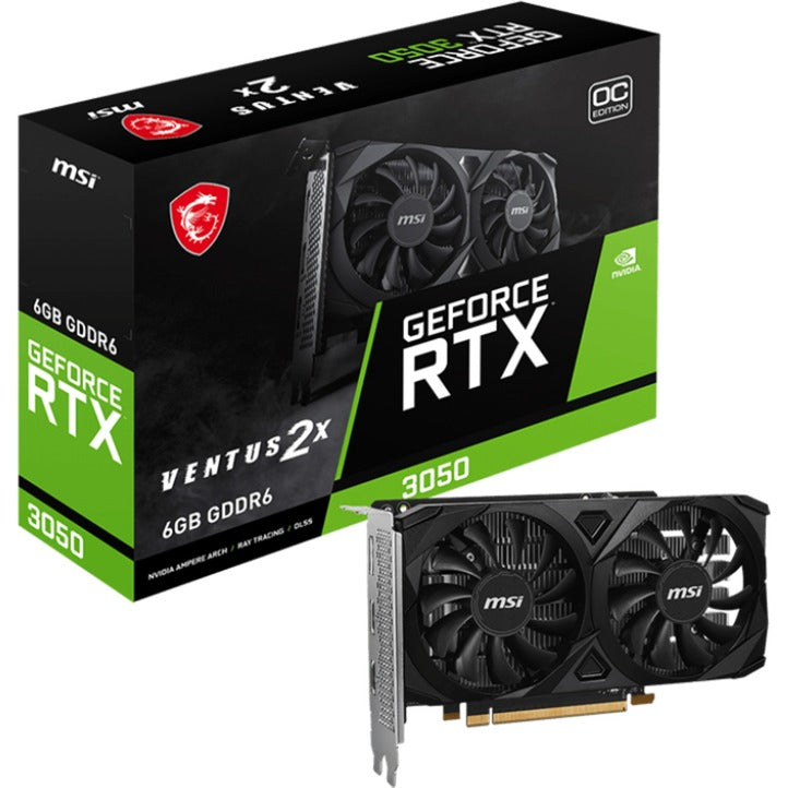 Carte graphique MSI Geforce RTX 3050 Ventus 2x E 6G OC (2x HDMI, 1x Display Port, DLSS)