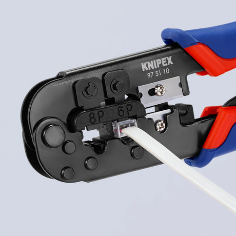 Pince à sertir Knipex 97 51 10 sb (bleu rouge, fiche RJ-11 12 et RJ-45)