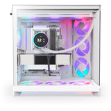 Boîtier tour midi Nzxt h9 flow rgb (blanc (mat) | 2x usb-a | 1x usb-c | rgb | verre trempé)
