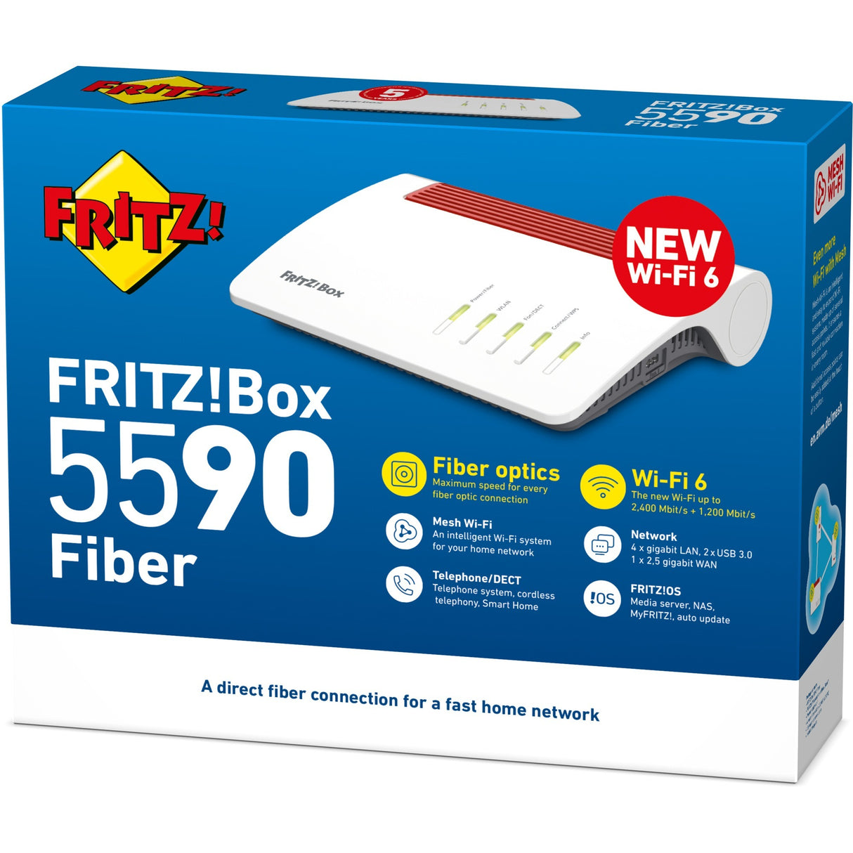 Fritz! Routeur international box 5590 fibre edition (blanc rouge, wi-fi maillé)