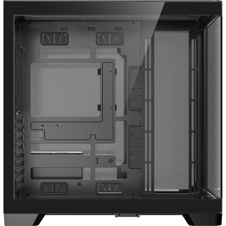 Boîtier tour midi en bois courbe Antec c8 (couleur bois noir | 2x USB-A | 1x USB-C | verre trempé)