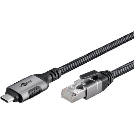 Goobay adaptateur réseau USB-C 3.2 gen1 vers RJ-45 (noir argent, 2 mètres)