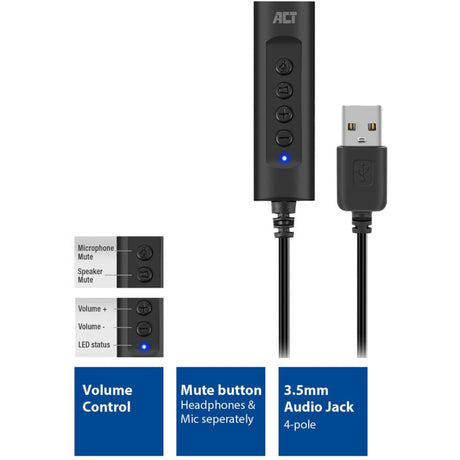 Act connectivité USB-A carte son externe (noir)