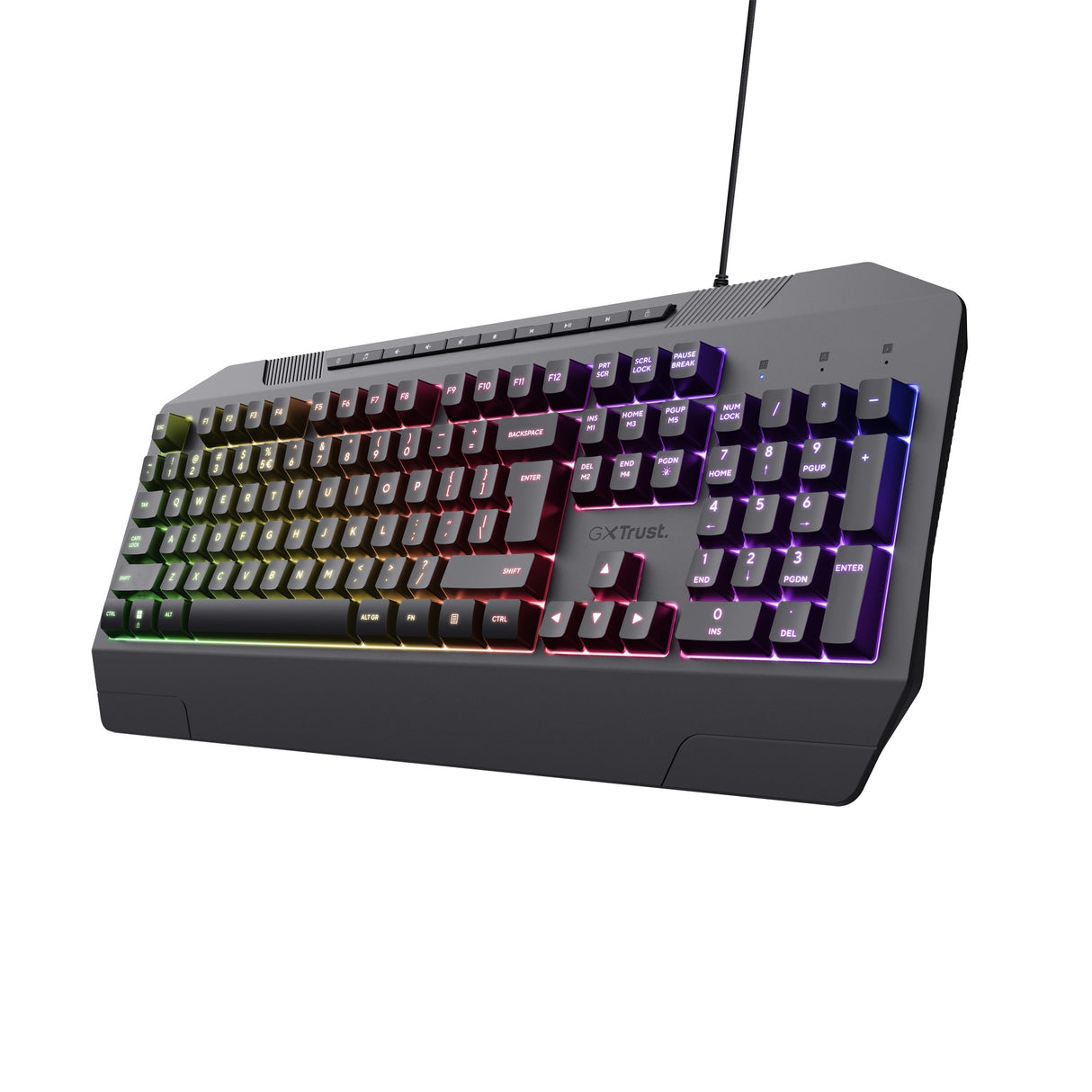 Clavier de jeu Trust GXT 836 EVOCX RGB (noir, disposition américaine (QWERTY), membrane, 100%, RVB)