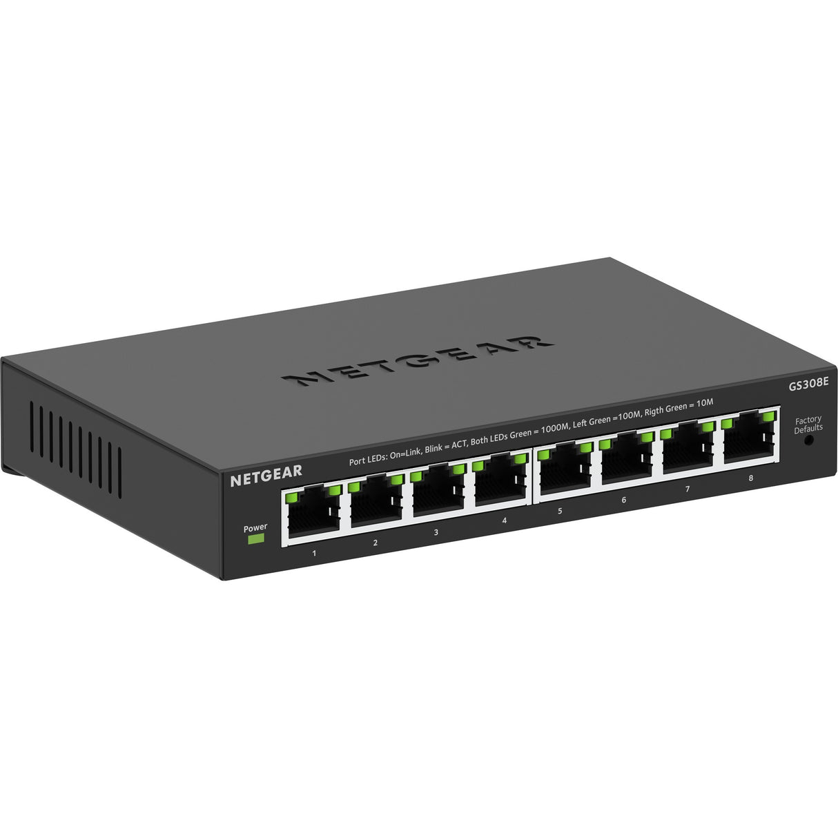 Commutateur Gigabit Ethernet Plus Netgear à 8 ports (GS308EV4) (noir)
