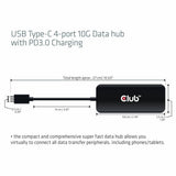 Hub de données Club 3D USB-C 4 ports 10G avec hub USB PD3.0 (noir)