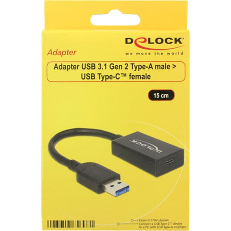 Delock convertisseur USB-A 3.1 > adaptateur USB-C (noir, 0,15 mètres)