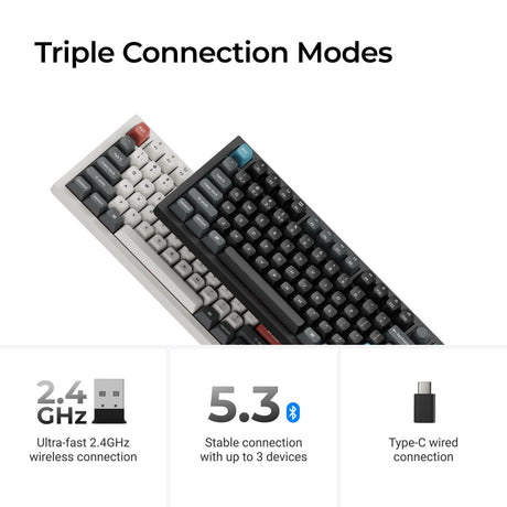 Keychron q3 ultra-m3 8k wireless custom mechanical keyboard (zwart, us lay-out (qwerty), silk pom brown, 80% (tkl), rgb, hot swap, 8k, 2.4 ghz | bluetooth 5.2 | usb-c)