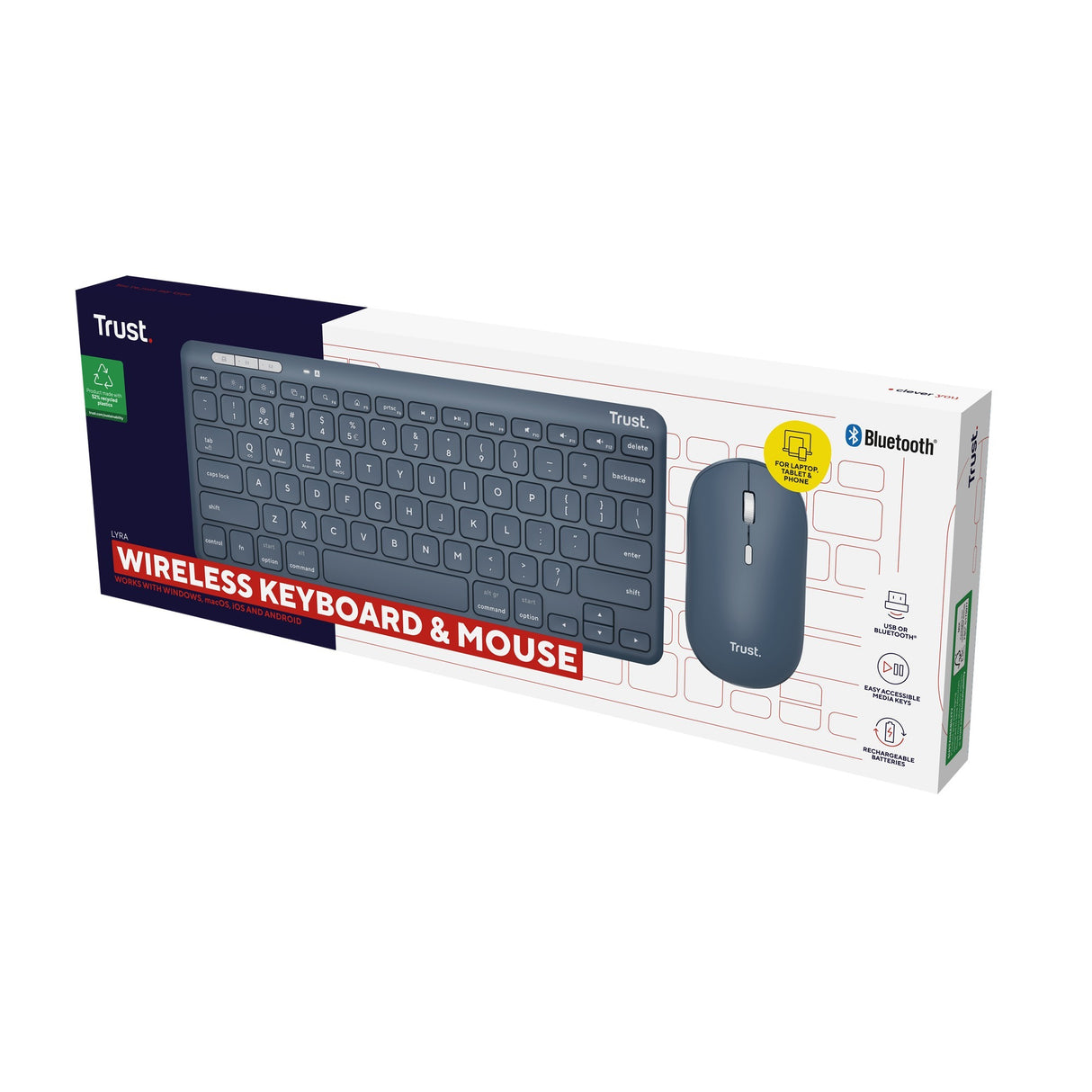Souris clavier sans fil multi-appareils Trust Lyra