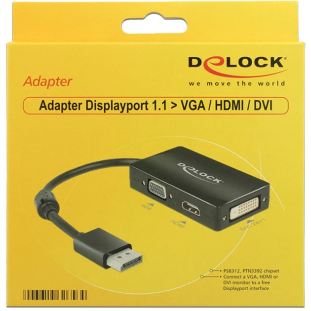 Delock display port > adaptateur vga hdmi dvi (noir)