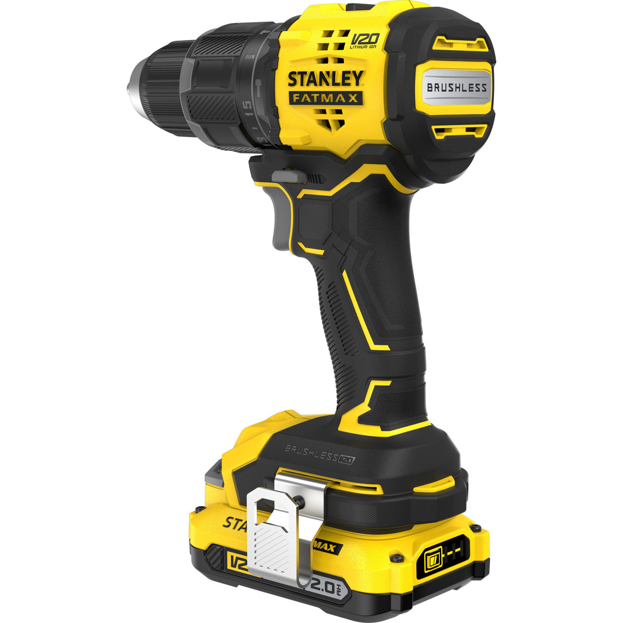 Tournevis perceuse à percussion Stanley Fatmax V20 18V (noir jaune, 2 piles et chargeur inclus, avec étui)