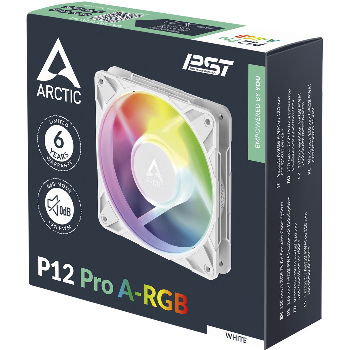 Ventilateur de boîtier Arctic p12 pro a-rgb (blanc, 120x120x25mm, pwm)