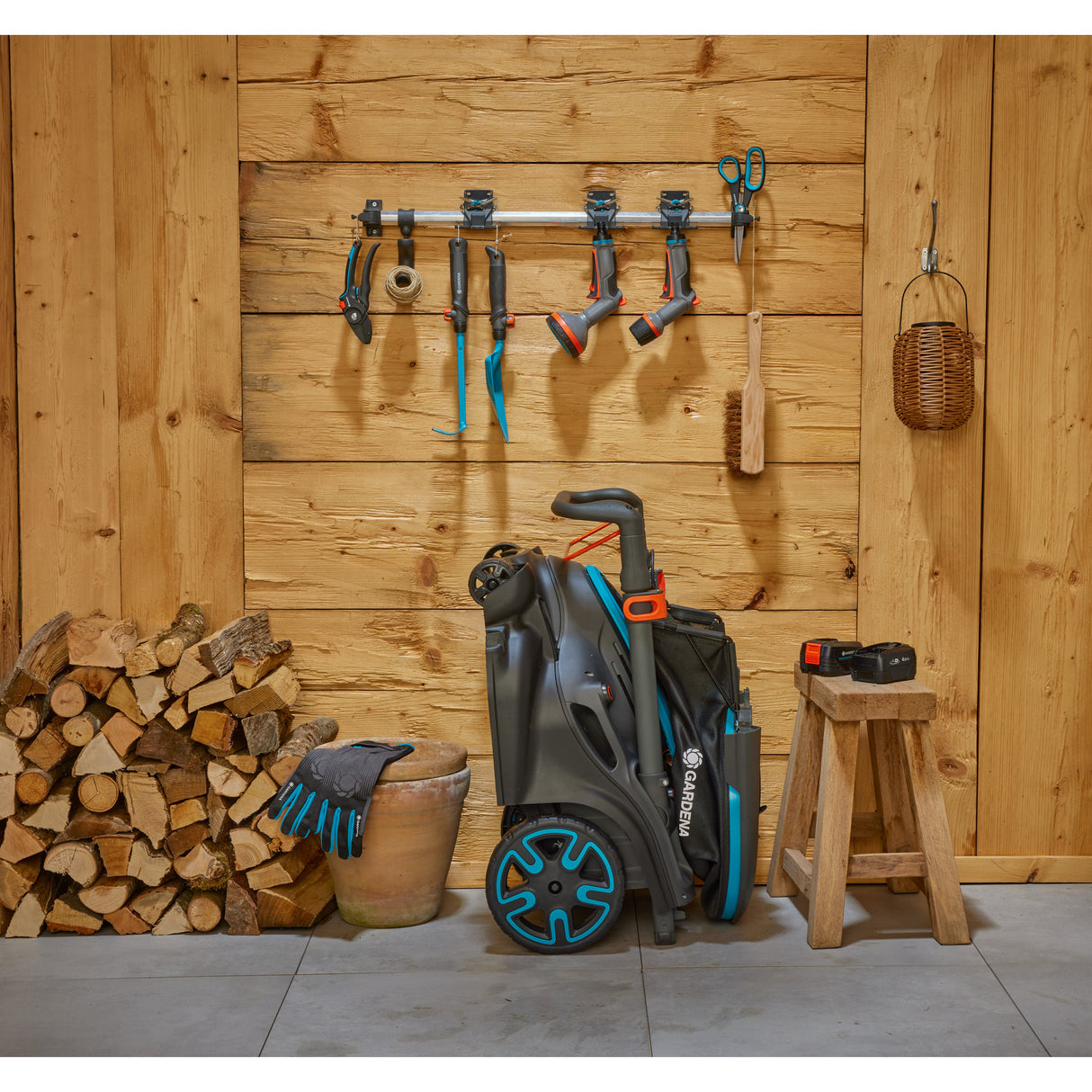 Gardena tondeuse à gazon powermax duo 46 36v (gris noir, 2x batterie et chargeur inclus)