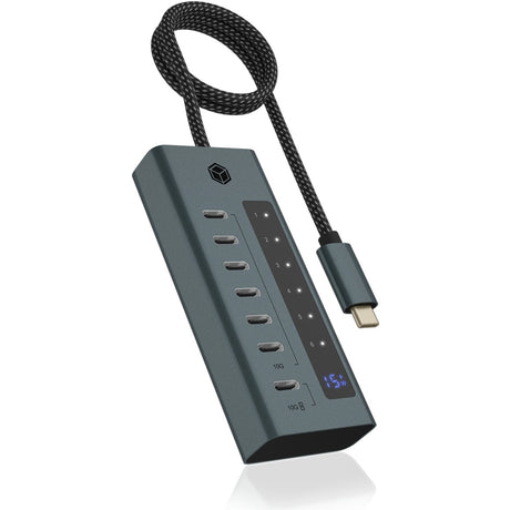 Icy box Hub USB 7 ports USB-C 3.2 gen 2 (bleu-gris)