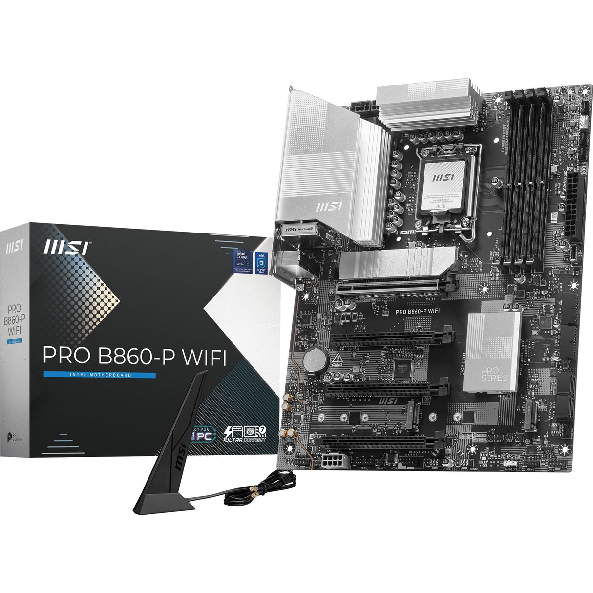 Carte mère MSI Pro B860-P WiFi Socket 1851 (argent, RAID, 5 Go-LAN, WiFi 7, BT, son, ATX)
