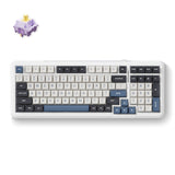 Mchose K99 Clavier RVB mécanique sans fil en jacinthe bleu marine (blanc, disposition américaine (Qwerty), KTT Hyacinth, RVB, échange à chaud, PBT double prise, sans fil | Bluetooth | USB-C)