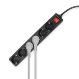 Multiprise Act avec interrupteur lumineux, 6 prises, 3 m, noir ac2465