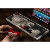 Clavier mécanique rétro 8bitdo n édition (gris, disposition américaine (qwerty), boîte kailh blanche, 100%, bluetooth basse consommation, sans fil 2,4 g, usb)