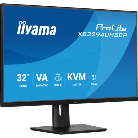 Moniteur Iiyama Prolite xb3294uhscp-b1 31,5 4K UHD (noir, 2x HDMI, port d'affichage, 2x USB-A, 3x USB-C)