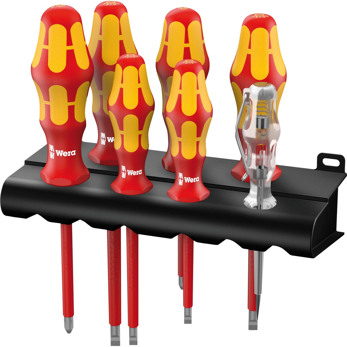Wera 160 i 165 i 7 jeu de tournevis kraftform plus série 100 + testeur de tension + support, 7 pièces - 1 pièce(s) - 05006148001