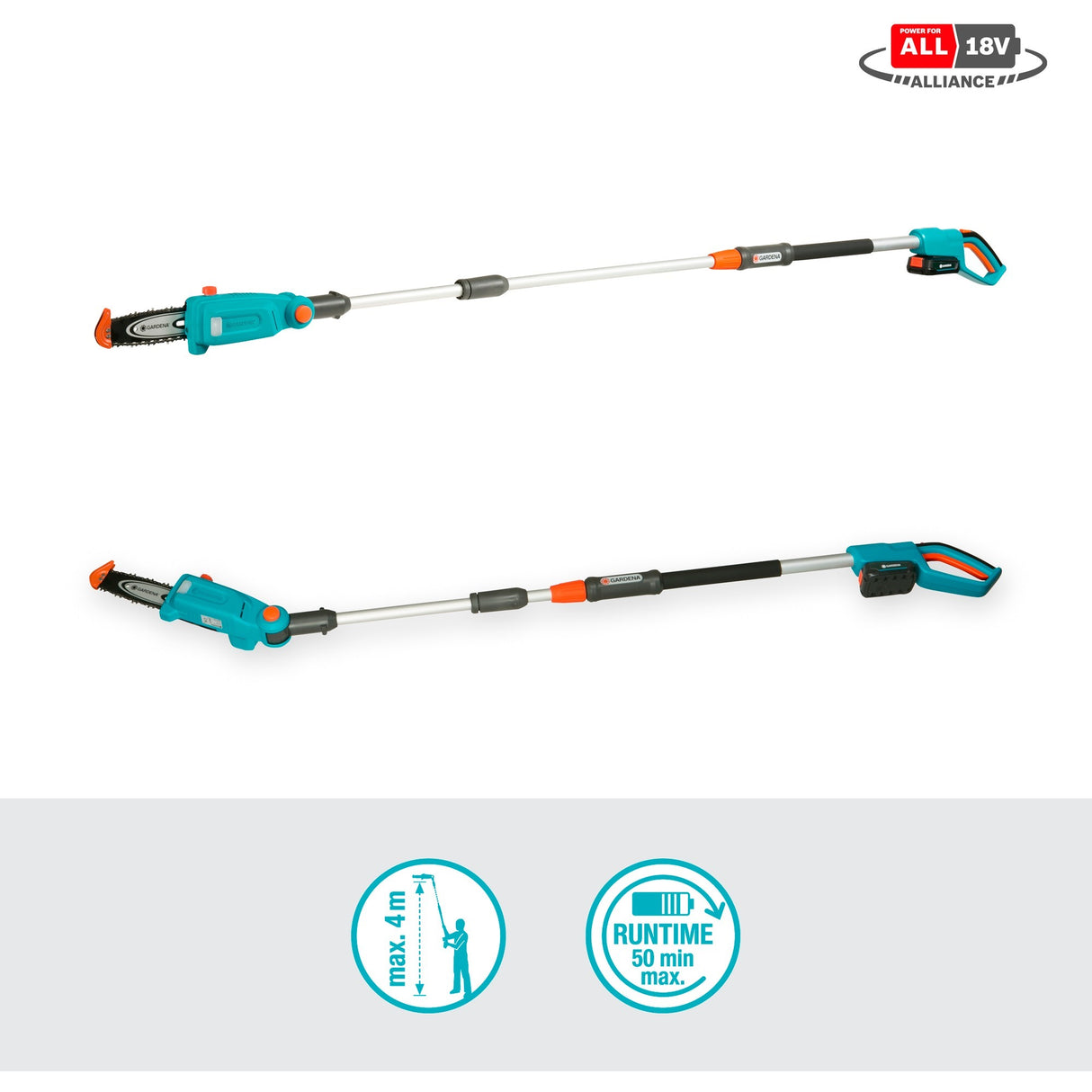 Gardena Battery Télescopic Troping Couche TCS 20 18 P4A Set