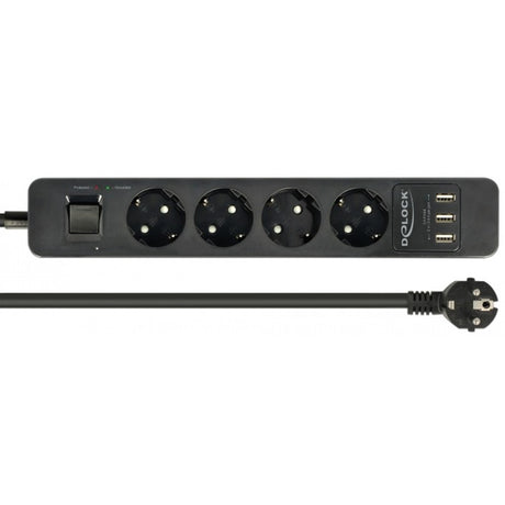 Delock multiprise 4 prises avec ports USB multiprise (noir)